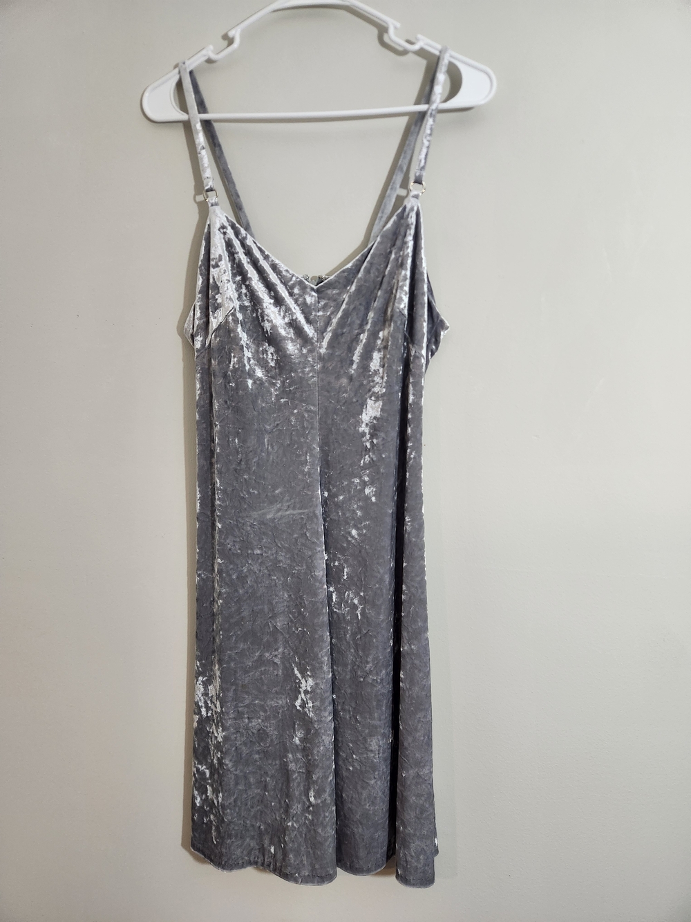 Calvin Klein Y2K Silver Crushed Velvet Mini Dress Club Slip Sleeveless 2000s